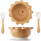Bamboo Suction Bowl for Baby Kid Toddler Bowl Spoon Fork Set with Removable Silicone Suction All-Natural Baby Feeding Set for Baby-Led Weaning Fit...