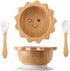 Bamboo Suction Bowl for Baby Kid Toddler Bowl Spoon Fork Set with Removable Silicone Suction All-Natural Baby Feeding Set for Baby-Led Weaning Fit...