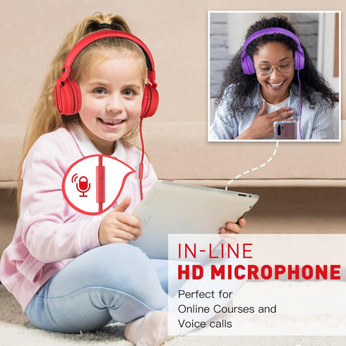 rockpapa 950 Wired Headphones for Kids Girls Boys for School Classroom with Microphone, On-Ear Foldable Corded Headphones with Jack 3.5mm for Lapt...