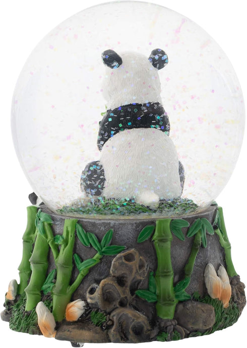 Elanze Designs Hugging Panda Bear Family 100MM Sturdy Wind Up Musical Glitter Water Snow Globe Tabletop Dresser Nightstand Figurine Decoration Pla...