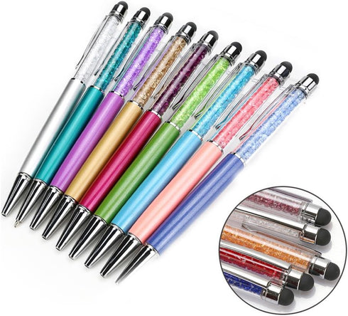 Ballpoint Pens 2-in-1 Crystal Diamond Pen Black Ink Capacitive Stylus for iPhone, iPad, Kindle Touchscreen Devices,12 Pcs......