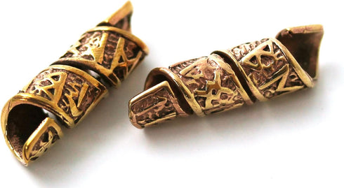 Bronze Norse Viking Celtic Beard Beads Rings, Medieval Dwarf Dreadlock Pirate Hair Beads, Pagan Jewelry...