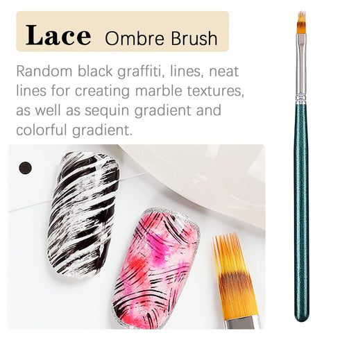 3pcs Ombre Nail Brush Nail Paint Pen for Lace Line Gradient Color Ombre Brush for Gel Nails Manicure Pen Nail Art Brushes Nail Design Brushes Acry...
