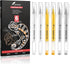 6 Colors Gel Pen Set White,Gold and Silver Gel Ink Pens for Artists,White Gel Pen,White Ink Pen,White Pens for Black Paper,White Drawing Pens,Whit...