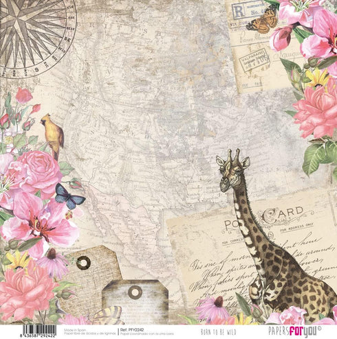 Papers For You - Scrapbooking and Craft Paper Kit | "Born To Be Wild" Collection | Includes 12 Double Sided Papers with Different Designs | Size 1...