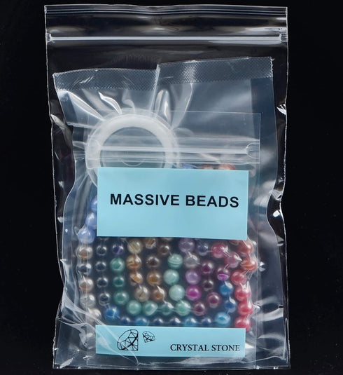 Massive Beads 140PCS 6MM Natural Crystal Beads Stripe Agate Gemstone Round Loose Energy Healing Beads with Free Crystal Stretch Cord for Jewelry M...