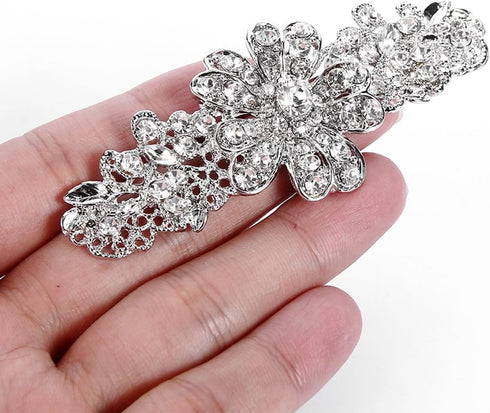 EVER FAITH Bridal Daisy Flower Brooch Clear Austrian Crystal Silver-Tone...