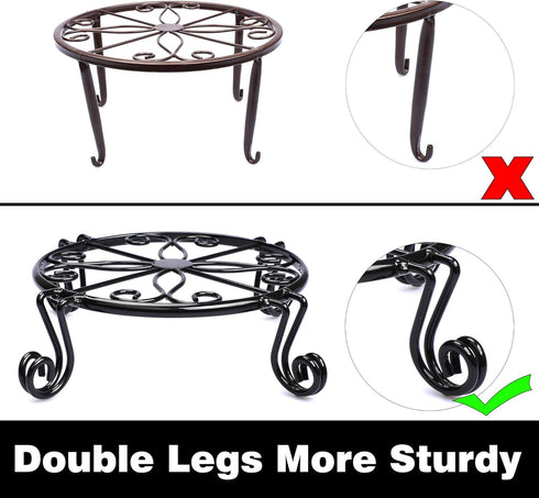 Black Plant Stand for Flower Pot Heavy Duty Potted Holder Indoor Outdoor Metal Rustproof Iron Garden Container Round Supports Rack for Planter Bro...