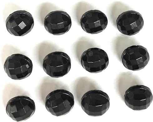 12 Jet Glass Black Buttons Ball Style Faceted Set 12mm /16mm for,Blouses, Shirts Etc (3/8'')...