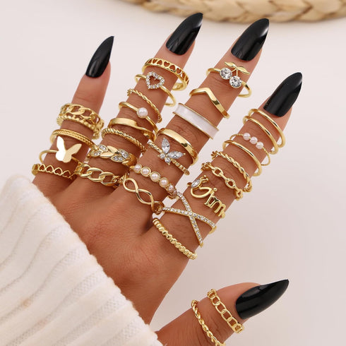 Vintage Gold Knuckle Rings Set for Women,Bohemian Stackable Joint Finger Ring Sets,Y2K Fashion Cute Retro Midi Rings Pack Trendy Dainty Jewelry Gi...