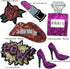 7 Pcs Purple Blue Embroidered Patches Lip/Lipstick Iron On Patch Sewing On Sequins DIY Clothes Applique Garment Motif Woman Girl Brand Patch (Purp...