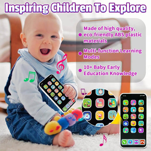 Baby Cell Phone Toy: Baby Phone Toy Fake Phones for Kids 6 to 12 Months Toddler Play Phone for Toddlers 1-3 - Kids Smart Phone Toys with Music & L...