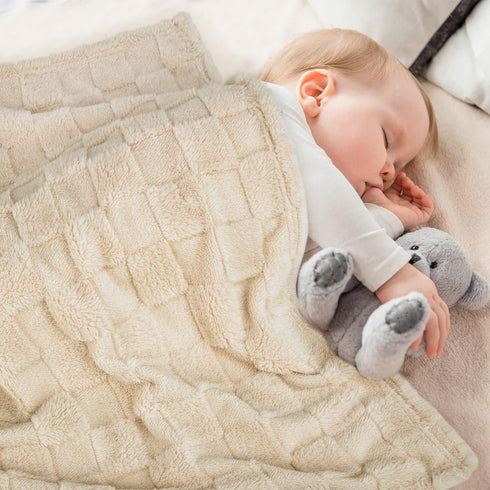 HOMRITAR Baby Blanket for Boys Girls 3D Fleece Fluffy Fuzzy Baby Blanket with Chessboard Grid Design for Toddler Infant Soft Warm Cozy Newborn Bla...