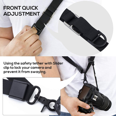 waka Camera Neck Strap with Quick Release and Safety Tether, Adjustable Camera Shoulder Sling Strap for Nikon Canon Sony Olympus DSLR Camera - Ret...