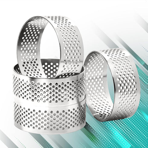 10 Pcs 1.98 Inch Stainless Steel Tart Ring, Heat-Resistant Perforated Cake Mousse Ring, Round Ring Baking doughnut tools 5cm...