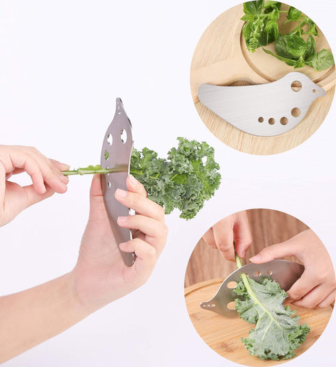 Herb Stripper Tool, Stainless Steel Kale Stripper Tool, Metal Herb Pealer for Kale, Chard, Collard Greens, Parsley, Thyme, Basil, Rosemary...