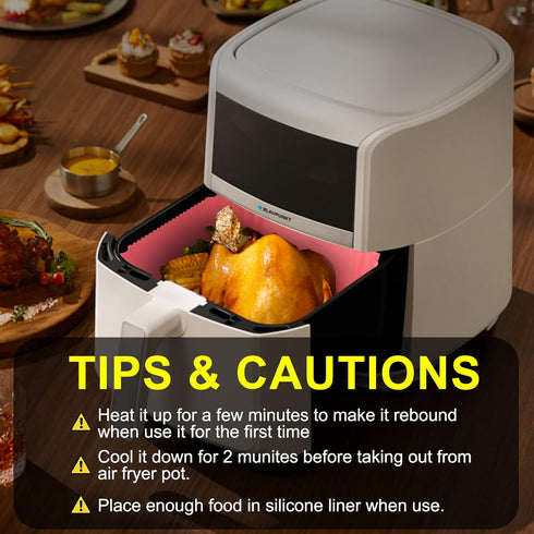 Air Fryer Silicone Liners Square 2 Pack 7.1 Inch Airfryer Liners 4-7 QT Reusable Air Fryer Liners Silicone Pot Oven Liner Baking Tray, Air Fryer B...