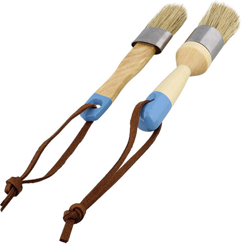 7Penn Chalk and Wax Paint Brush - 2pc Flat and Round Paint Brushes 1in Craft Paint Brushes for Furniture or Home Decor...