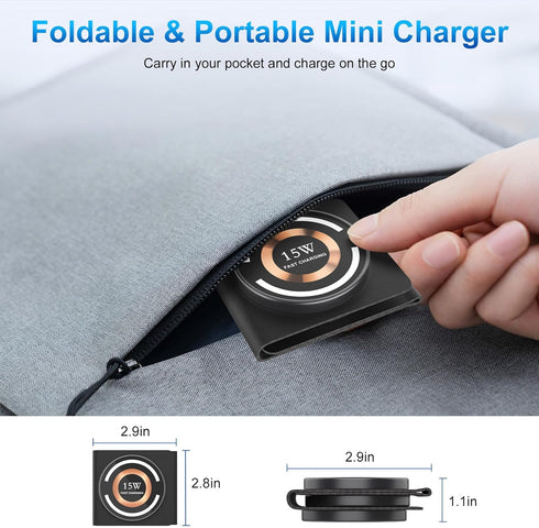 Magnetic Wireless Charger for iPhone,Foldable 3 in 1 Charging Station,Mag-Safe Travel Wireless Charger for iPhone 15 14 13 12 Pro/Pro Max/Plus,iWa...
