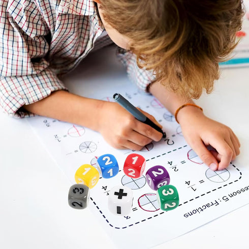 Role Playing Dice 7pcs Number Suits Role Playing Dice Party Game Dices Mathematics Sign Dice Math Dices Set Teaching Auxiliary Tool Acrylic Cospla...