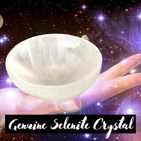 Worldly Finds Selenite Crystal Smudge Bowl, 7 Sizes, Hand-Carved, Moroccan Crystal Holder to Charge, Cleanse Crystals, Charging Selenite Bowl, Spi...