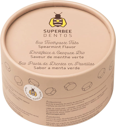 SuperBee Dentos Toothpaste Tablets, 150 Toothpaste Tabs, Fluoride Free & Eco Friendly, Travel Mouthwash Tablets, Sensitive Toothpaste Bites Kids A...