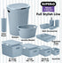 Superio Ribbed Collection - Decorative Plastic Open Home Storage Bins Organizer Baskets, Medium Blue (1 Pack) Container Boxes for Organizing Close...