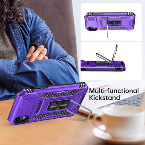 MERRO for iPhone XR Case with Screen Protector,Sliding Camera Cover,Military-Grade Cover with Magnetic Stand Phone Case 6.1" Purple......