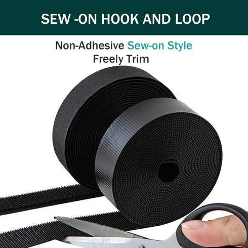 Sew on Hook and Loop Strips 3/4in x 5yd | Easy to Sew | Excellent Grip | Non-Adhesive Back Nylon Strips Fabric Fastener Non-Adhesive Interlocking ...