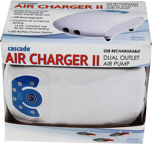 Penn-Plax Cascade Air Charger II (DC USB Rechargeable Dual Air Pump) – Designed for Every Day Use and Emergency Power Outages (2 Outlets)...
