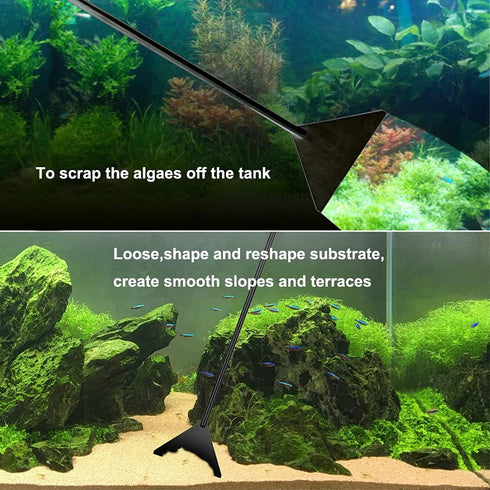 4Pcs Aquascaping Tools Kit, Long Stainless Steel Aquarium Plant Tools with Black Anti-rust Coating, Aquarium Tweezers, Scissors, and Scrapers for ...