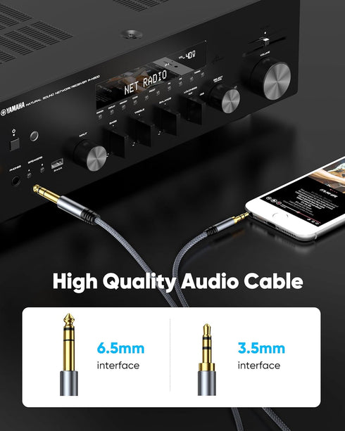 Highwings 3.5mm to 6.35mm Stereo Audio Cable 6 ft, 1/4 to 1/8 Cable Stereo Cable TRS Bidirectional Stereo Audio Cable Jack for Guitar, Home Theate...