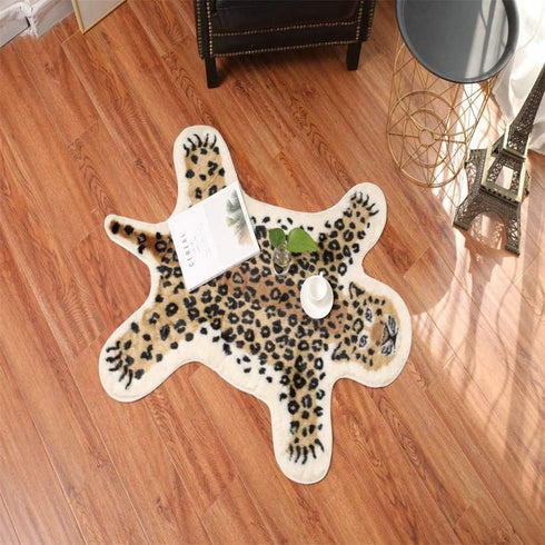 Leopard Print Rug, 2.7 W x 3.5 L Feet Faux Cowhide Skin Rug Animal Printed Area Rug Carpet for Home Office, Livingroom, Bedroom...