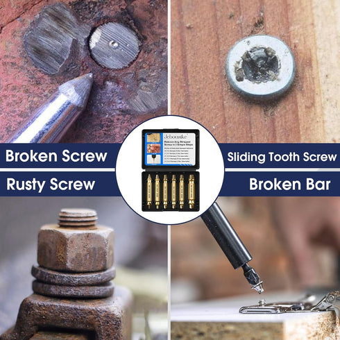 Damaged Screw Extractor Kit Stripped Screw Extractor Set DIY Hand Tools Gadgets Gifts for Men Broken Bolt Extractor Remover Sets, 6PC HSS Drill Bi...