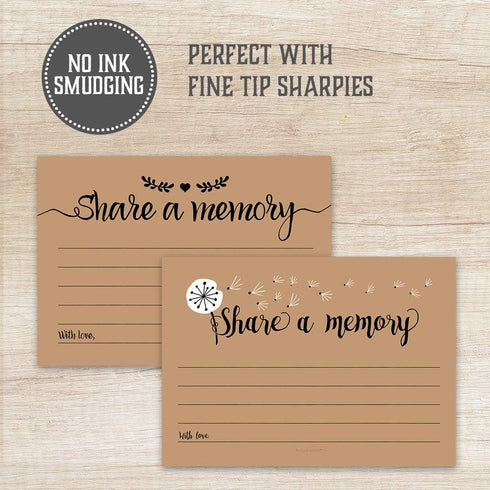 50 Share A Memory Cards - Perfect for Celebration of Life, Memorial, Funeral, Retirement, Going Away Party, Birthday, Graduation, Anniversary, Wed...