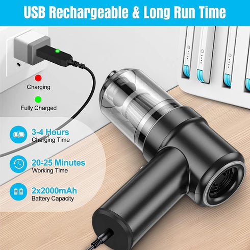 Mini Vacuum Cleaner for Car,2 in 1 Keyboard Vacuum Cleaner Wireless Handheld,Car Vacuum with Brushless Motor High Power 120W Rechargeable Easy to ...