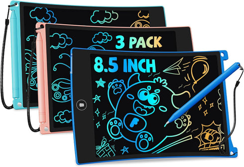 TEKFUN 8.5in 3 Pack LCD Writing Tablet for Kids Coloring Doodle Board Drawing Pad for Kids with Stylus, Educational Toys Birthday Class Bulk Schoo...