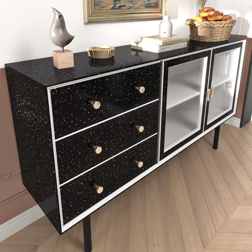 Glossy Black Terrazzo Contact Paper Peel and Stick Countertops Waterproof Black Granite Countertop Contact Paper Peel and Stick Table Top Self Adh...