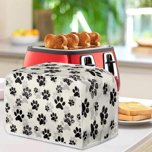 Dog Paw Toaster Covers 4 Slice Small Kitchen Appliance Anti Dust Cover, Bread Maker Dust Cover for Most Standard Toasters Oven...