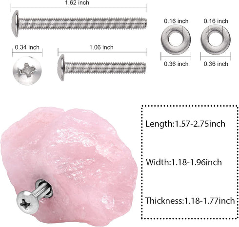Rockcloud 2 Pack Natural Crystal Stone Cabinet Knobs with Screws Pull Handles for Drawer Wardrobe Closet Dresser Home Office Decoration, Rose Quar...