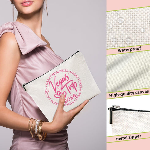 4 Pcs Girls Trip Gifts Favors, Girls Weekend Gifts Makeup Bag, Vegas Gifts Weekend Bag Summer Vacation Cosmetic Bag, Friendship Gifts for Women Fr...