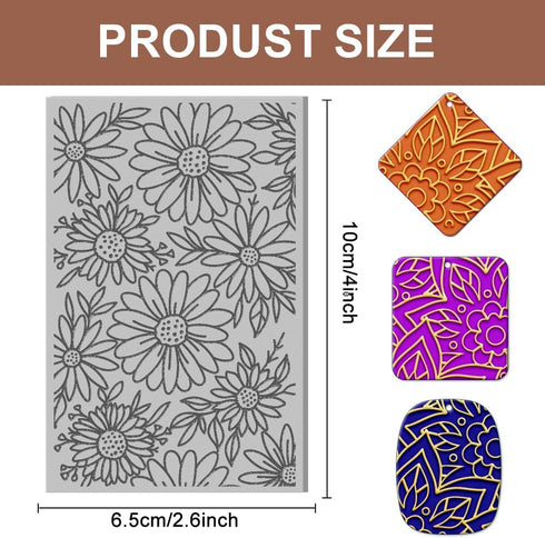 CHGCRAFT Polymer Clay Texture Sheets Daisy and Leaves Clay Texture Mat Flowers Clay Texture Sheets Embossing Polymer Clay Tools Polymer Clay Pad E...