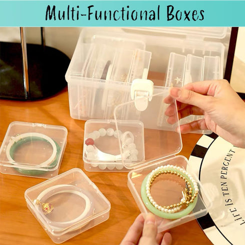 16 Pieces Small Plastic Bead Storage Containers and Organizer Transparent Boxes with Hinged Lid, Clear Craft Supply Box for DIY Art Craft Accessor...