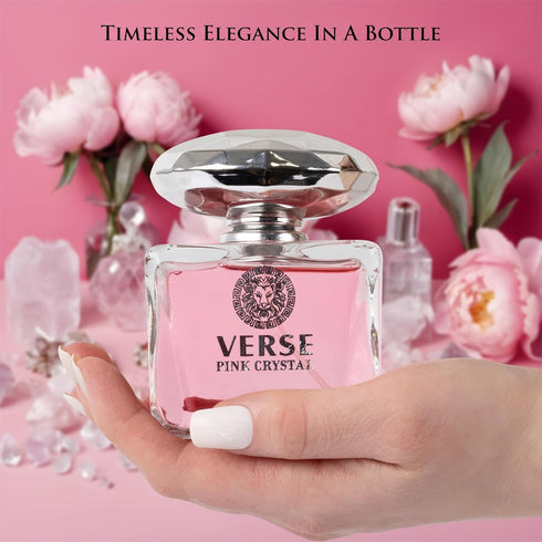 Verse Pink Crystal Eau De Parfum for Woman - Top Notes of Pomegranate, Yuzu & Iced Accord - Base Notes of Peony, Lotus, Magnolia, Amber, Musk & Ma...