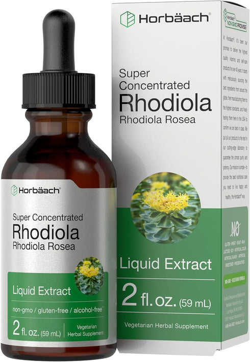 Horbaeach Rhodiola Rosea Tincture | 2 fl oz | Alcohol Free Extract | Super Concentrated Root Liquid Supplement | Vegetarian, Non-GMO, Gluten Free...