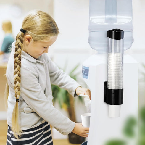 Cup Dispenser Water Dispenser Cup Holder Pull Type Paper Automatic Remover 7oz - 12oz Cone or Flat Bottom Cups for Home Office Hospital (Black, La...
