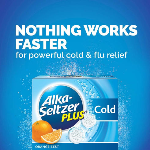 Alka-Seltzer Plus Cold Medicine, Sparkling Original Effervescent Tablets for Adults with Pain Reliever/Fever Reducer, Sparkling Original, 36 Count...