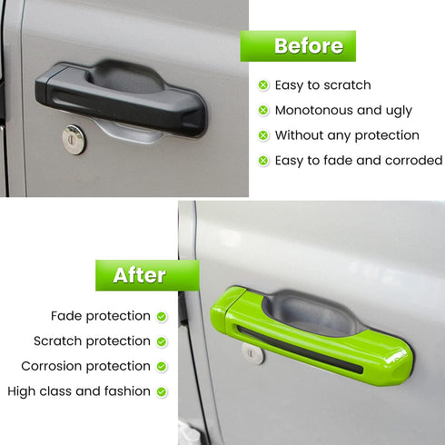 Door Handle Inserts Cover Trim+Tailgate Handle Cover for 2018-2024 Jeep Wrangler JL JLU Sports Sahara Freedom Rubicon Unlimited Gladiator JT 2-Doo...