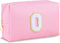 Initial Makeup Bag Personalized Preppy Travel Small Cosmetic Bag Cute PU Pink Chenille Letter Makeup Pouch for Purse Waterproof Zippered Toiletry ...