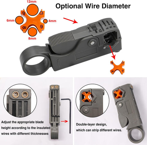 Taiss Coax Cable Crimper Tool Kit with 20 PCS F Style RG59 RG6 Compression connectors,Coaxial Cable Stripper,Coaxial Cable Compression Tool Kit,co...